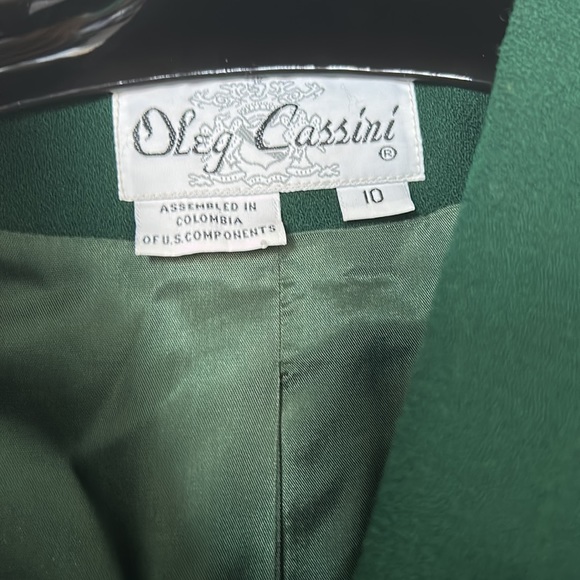 Oleg Cassini blazer green 100% wool size 10 - Picture 3 of 4